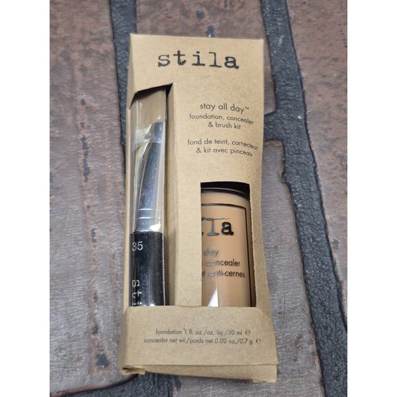 Stila Stay All Day Foundation Concealer & Brush Kit 1 Oz Foundation Dark 11 - Picture 1 of 2